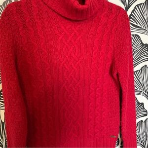 Eddie Bauer Lambswool Blend Fisherman Cable Knit Turtleneck Sweater